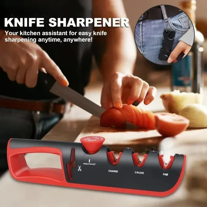Professional Knife Sharpener Angle Adjustable 4 Stages Scissors Grinder Knives Sharpening Stone Knife Sharpener Kitchen Gadgets