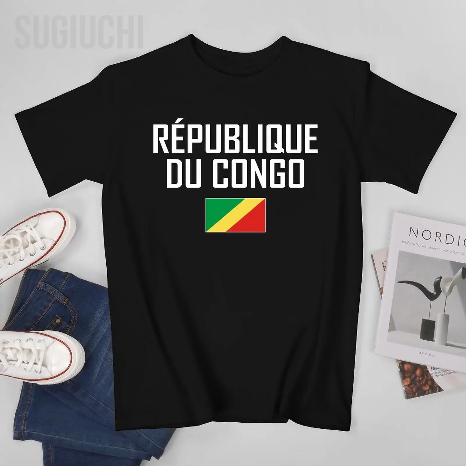 Men Tshirt Republic of Congo Flag And Font Tees T-Shirt O-neck T Shirts Women Boys 100% Cotton Clothing More Color