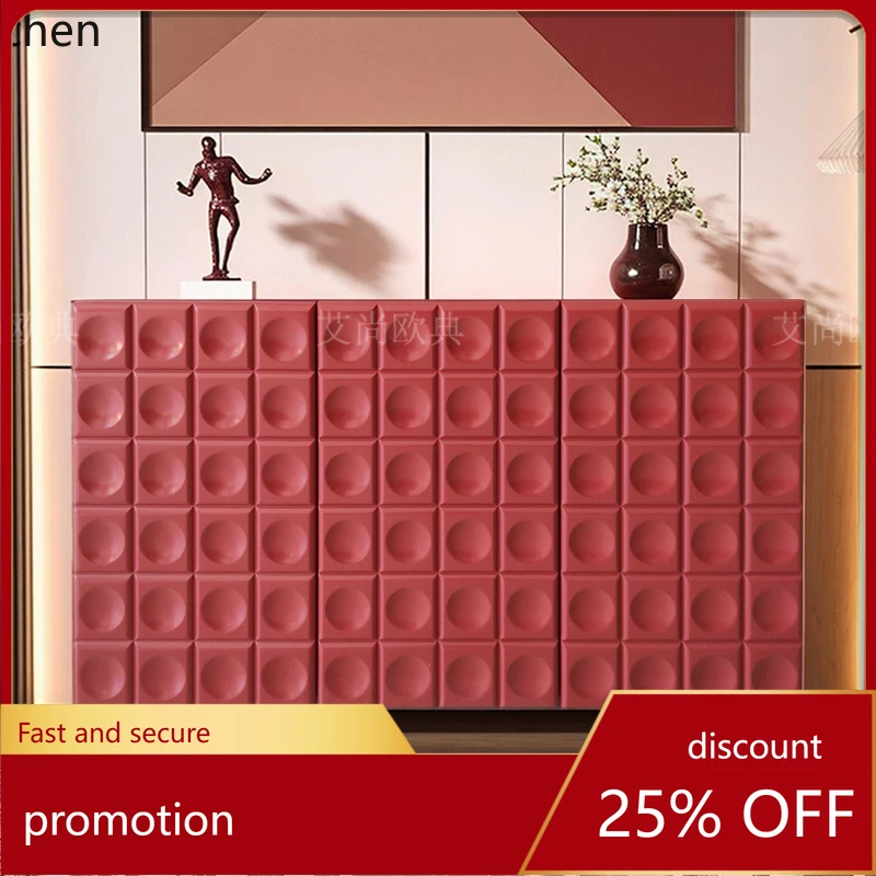 

HT light luxury door cabinet solid wood door shoe cabinet multi-layer storage simple shape retro