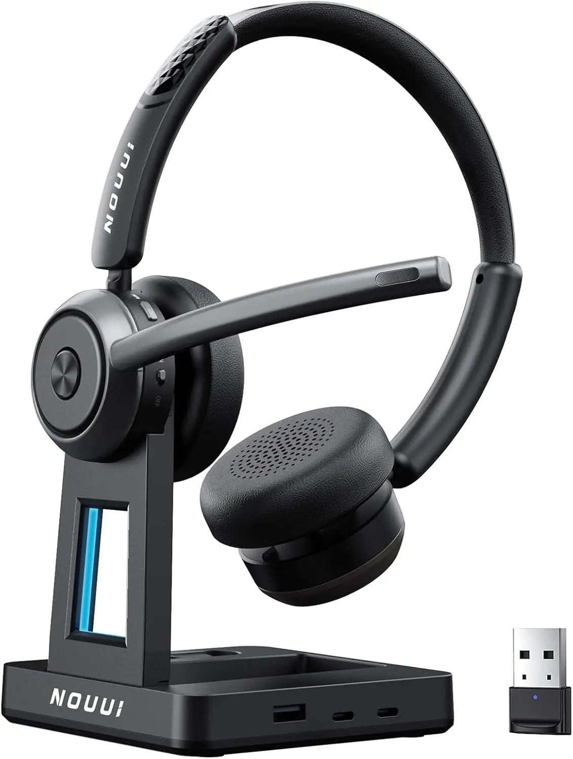 Wireless Headset Mic Work, 65H Battery, Noise Cancelling
