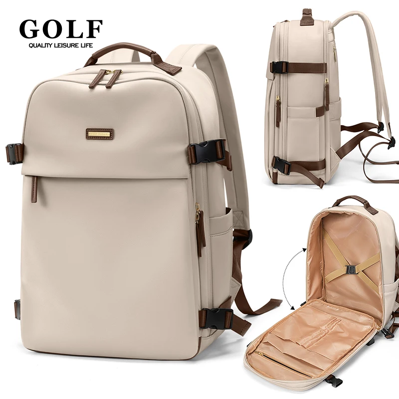 

GOLF Travel Backpack Women Fashion Large Work Travel Backpacks with Pouches Laptop Compartment Dry Wet Separation Bag Waterproof