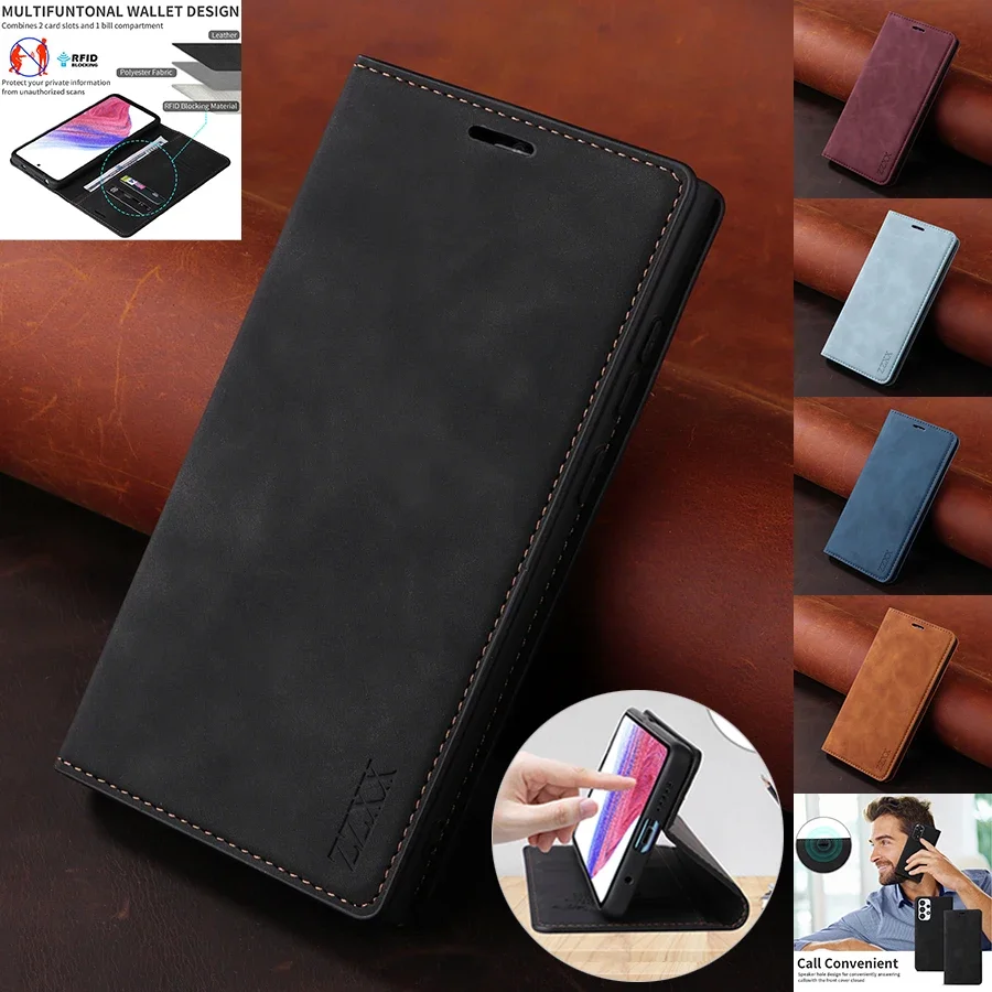 Wallet Magnetic Flip Leather Case For Samsung Galaxy S22 Ultra S21 Plus S20 FE S10 Plus S9 S8 A04s A12 A13 A50 A51 A52 A52s A53