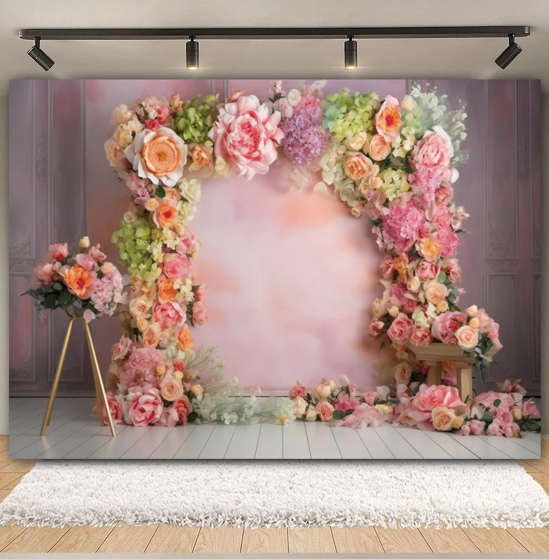 Abstract Flower Backdrop Spring Scenery Floral Newborn Baby Shower Birthday Wedding Portrait Photography Background Photo Studio