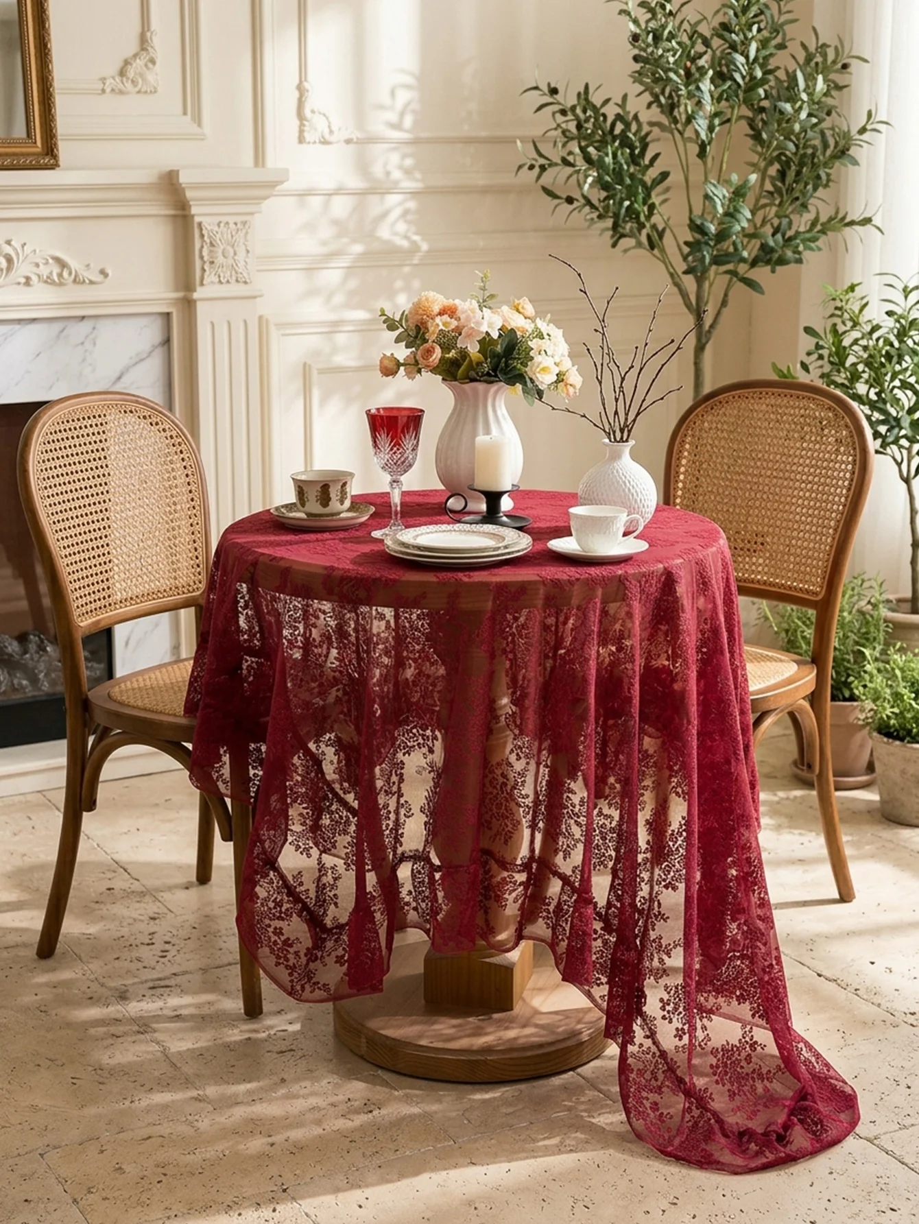 Vintage Burgundy Red Lace Tabl - огляд і ціна Conference Table Round