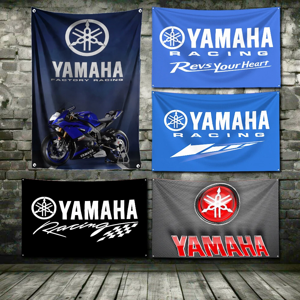 3x5 Ft Motorcycle Racing Y-YA-MA-HAs Flag Polyester Digital Printing Banner for Garage Wall Art Out Door Decoration With Grommet