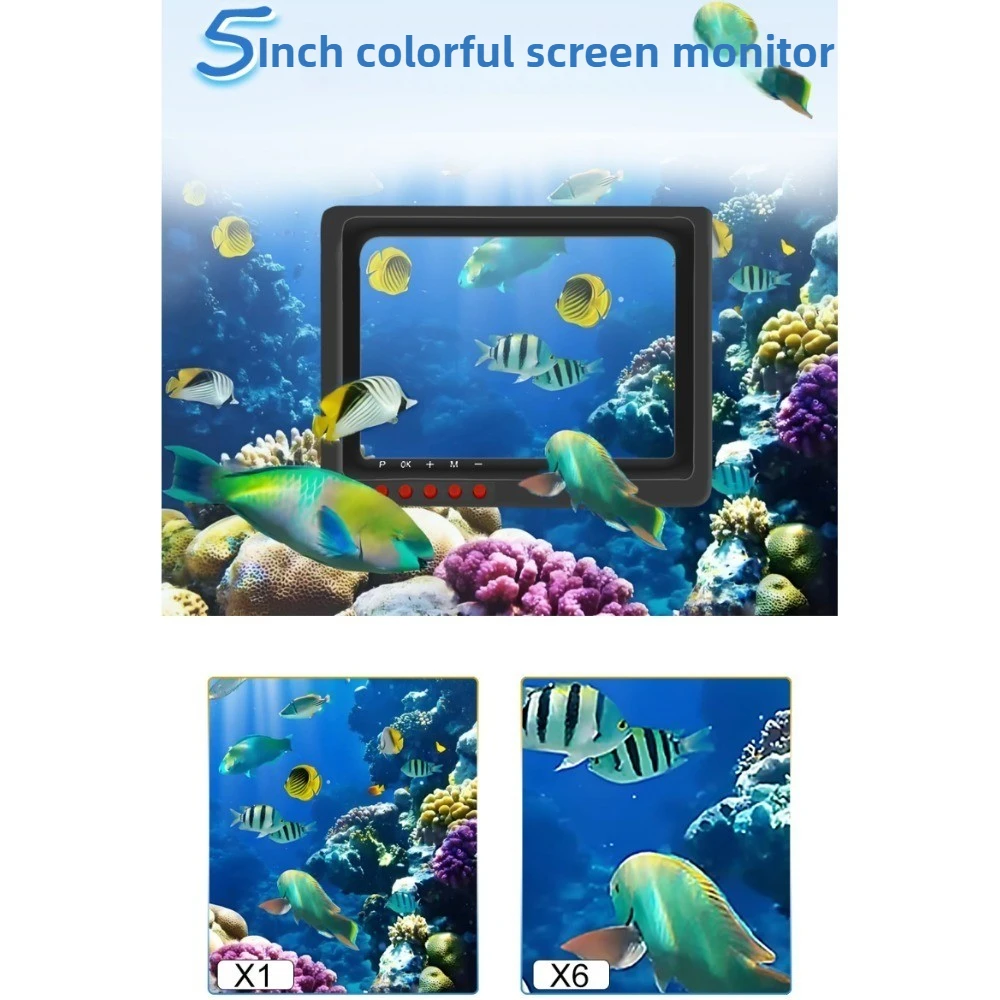 5-Inch 4K Underwater Fishing Camera with Video Recording and Fish Broadcast Function, HD Night Vision Monitor for Ice Fishing