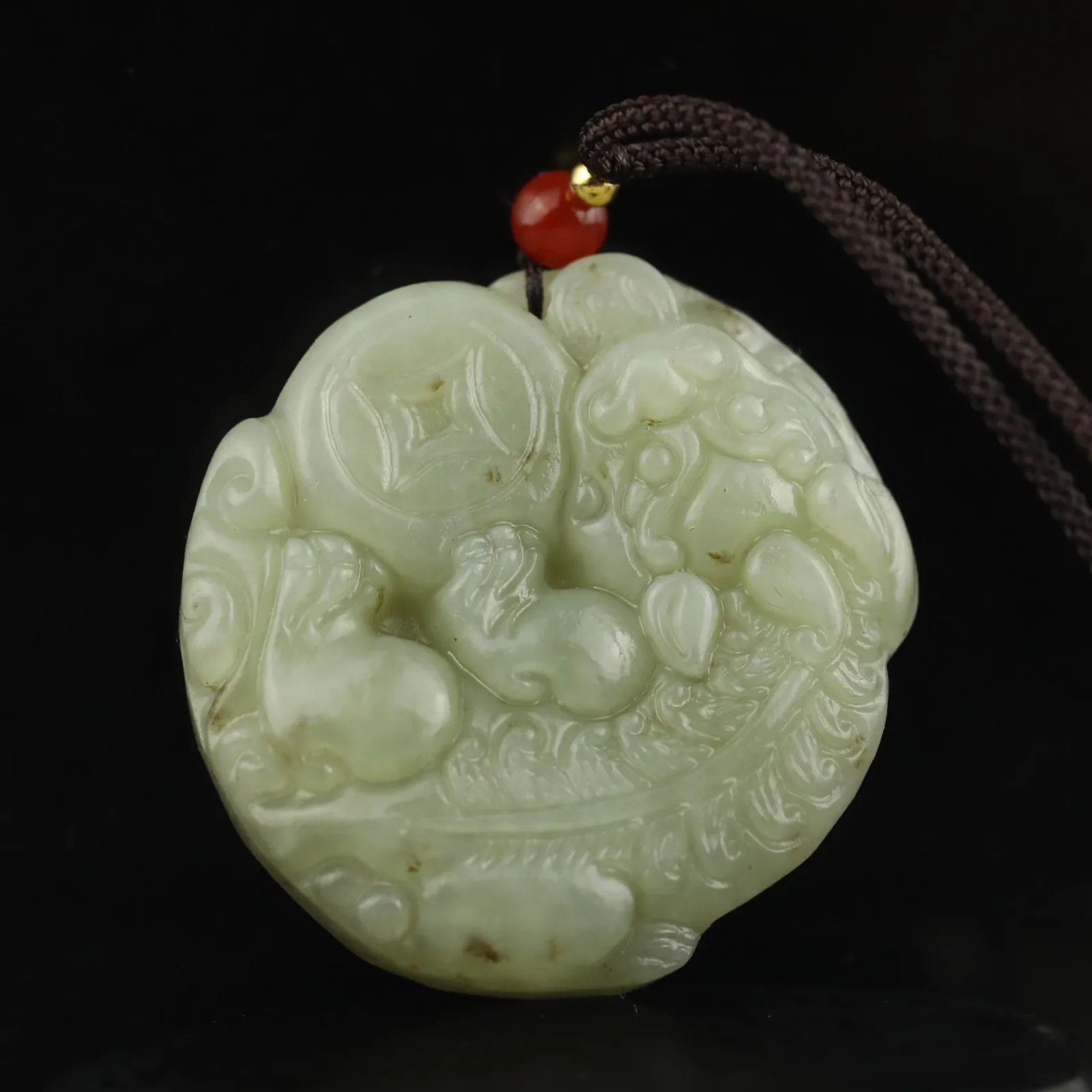 AAA Chinese natural Hetian jade hand-carved statue flower dragon pi xiu pendant g-