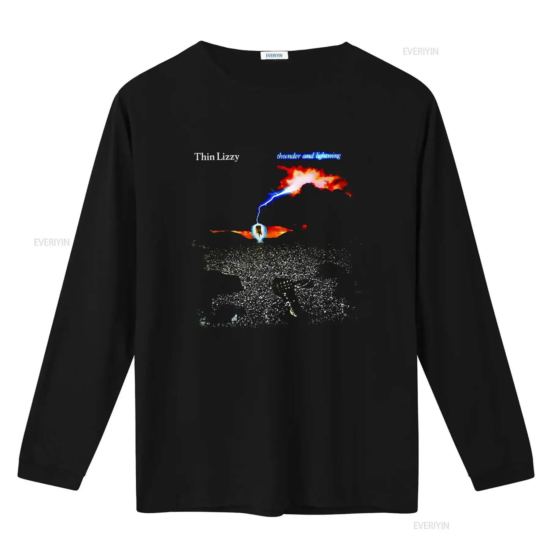 S 5XL Cotton T shirt Thunder And Lightning Thin Lizzy Phil Lynott Rock Band Design vintage Washed fashion Versatile Slightly