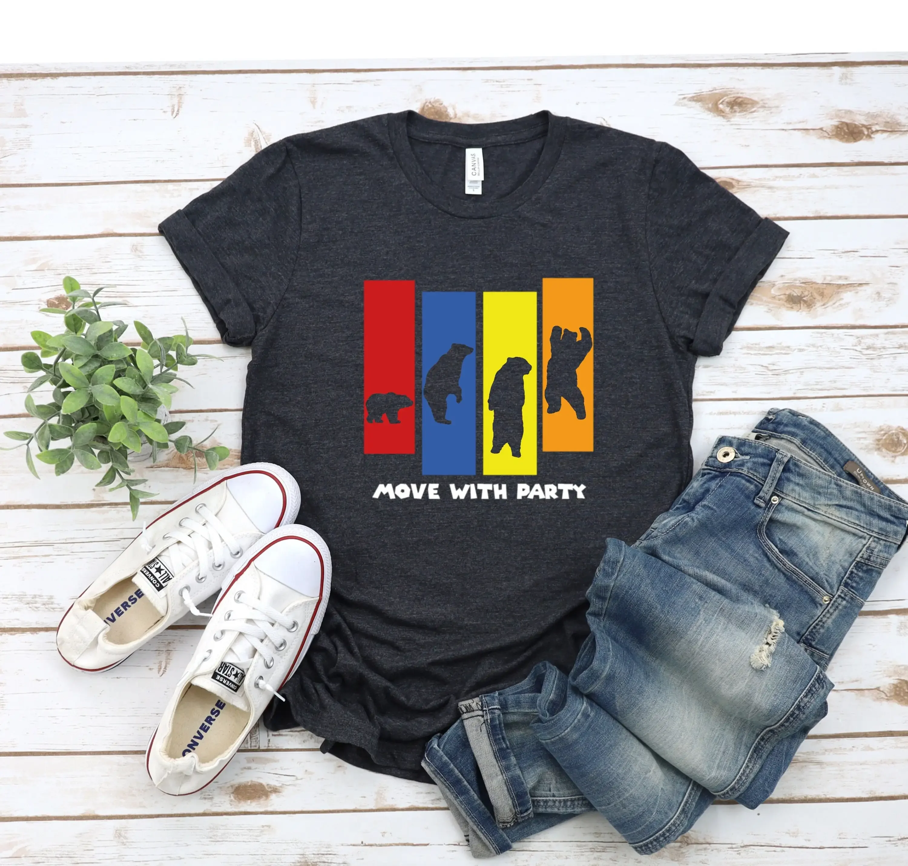 Move With Party T Shirt Matching Dancing Bears Funny Bear Crew For Lover