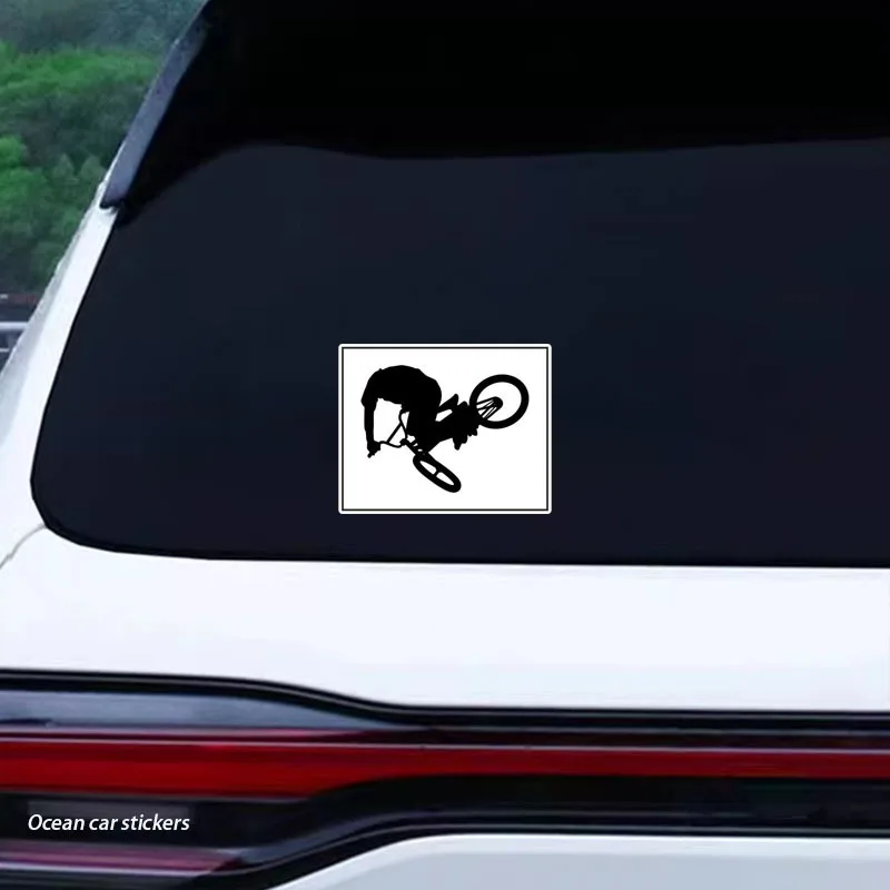 

BMX Stunt Sticker, Black & White Cartoon Action GraphicSelf-Adhesive Decal for Car, Laptop & Motorcycle Matte