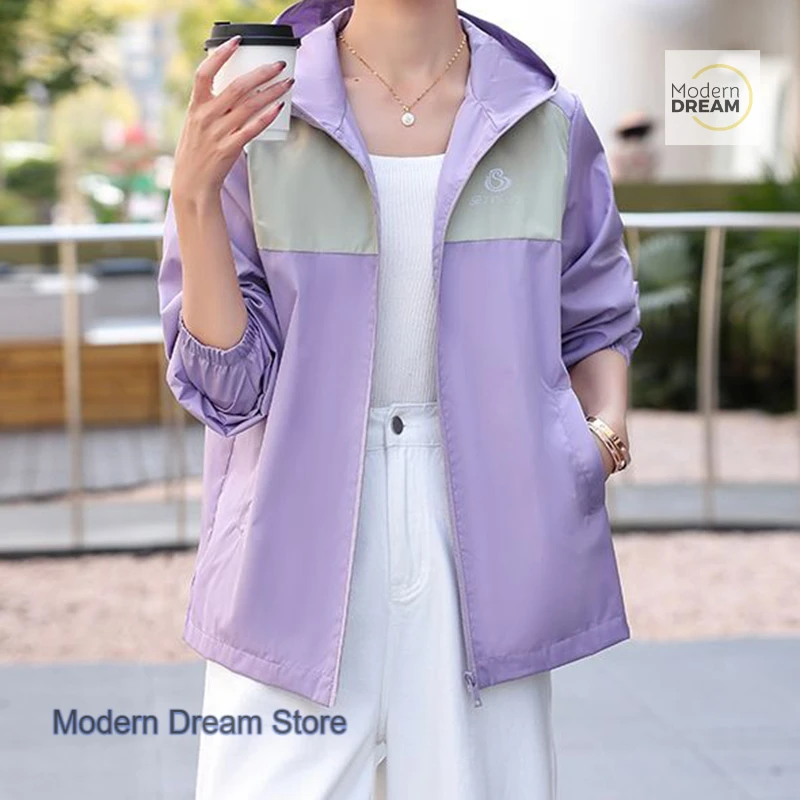 Korean-style autumn women's fashionable temperament jacket fashion casual age-reducing breathable waterproof hooded jacket