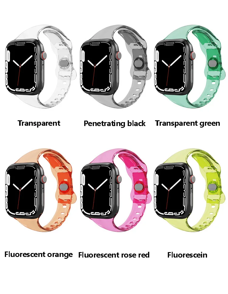 Slim transparent strap for apple watch series 7 6 5 band 42mm 38mm correa Clear rubber for iwatch 7 6 5 4 3 44mm 40mm 41MM 45MM