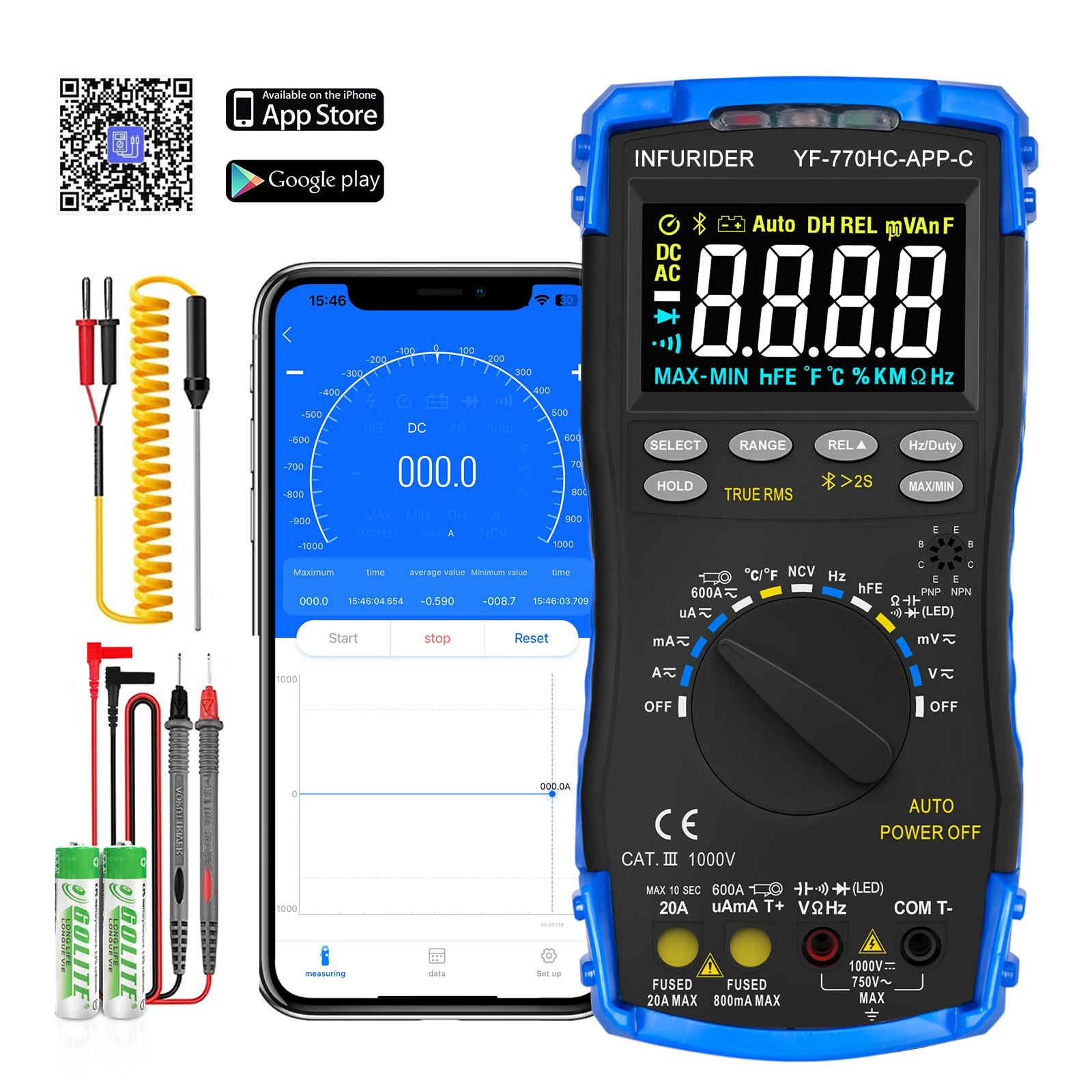 

6000 Counts Digital Multimeter - Pocket Multi Meter for Car Testing, AC/DC Voltage, Current, Temperature & Continuity