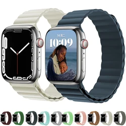 Magnetic loop strap For Apple watch band 44mm 40mm 45mm 41mm 42mm 38mm Silicone Bracelet iWatch series 3 4 5 6 se 7 8 9 ultra 2