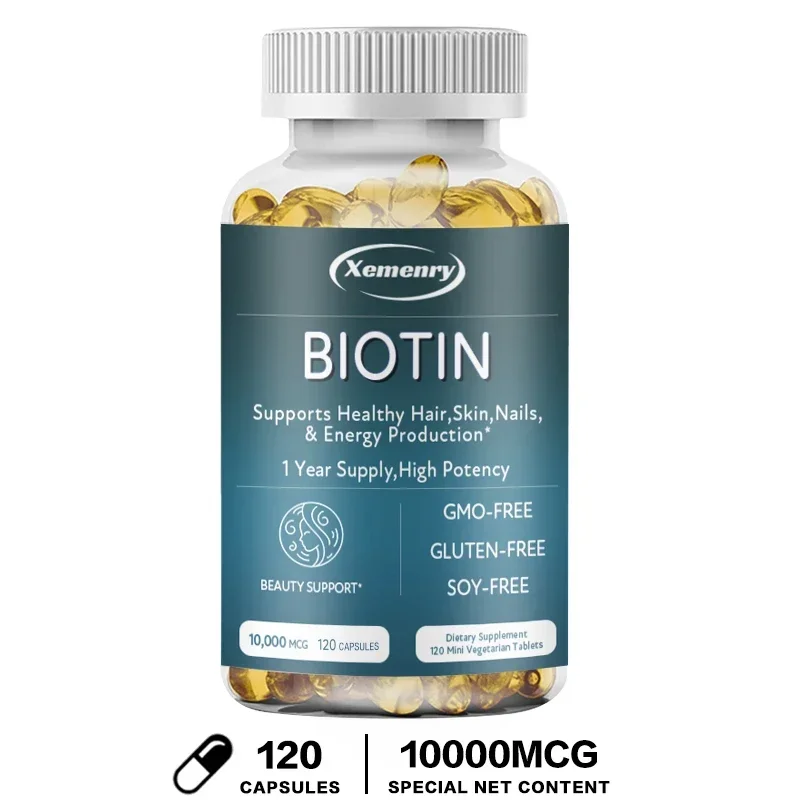 Premium Biotin Capsules, Vitamin B7 Support Supplement for Beautiful Hair, Nails and More - Gluten Free and Non-GMO