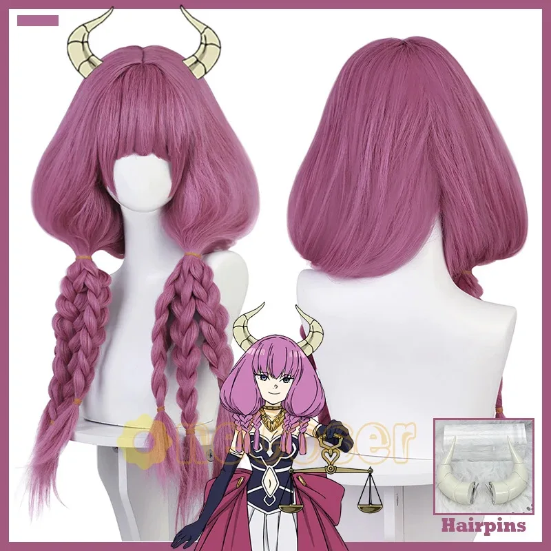 QQ34Aura 코스프레 Azuma Anime Frieren Beyond Journey's End Aura the Guillotine Horns Haipins 섬유 헤어 + 가발 모자 할로윈