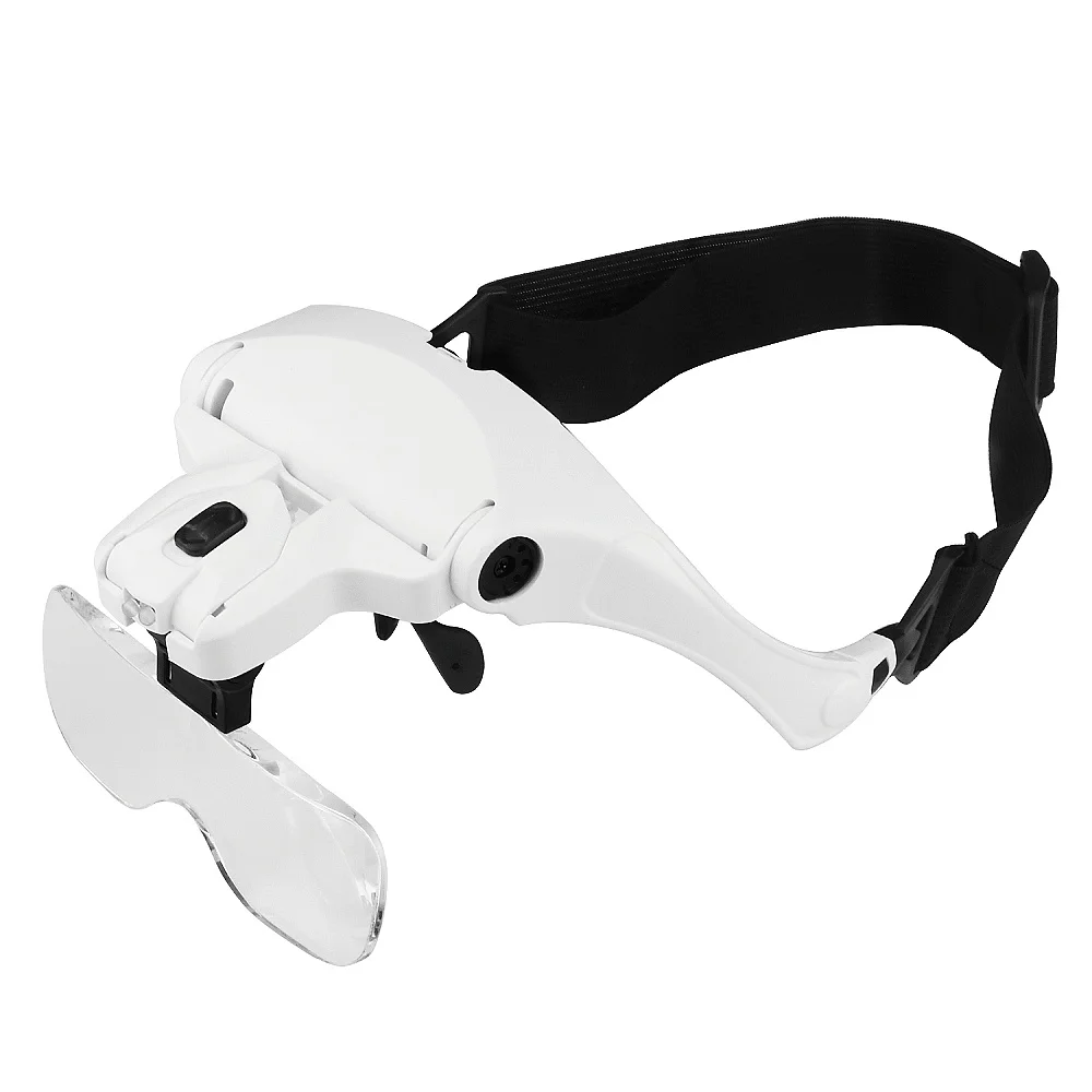 9892B2 Multi-lens Head Mounted Magnifying Glasses with LED Light AAA Battery Type Manifier 1.0X 1.5X 2.0X 2.5X 3.5X For Reading