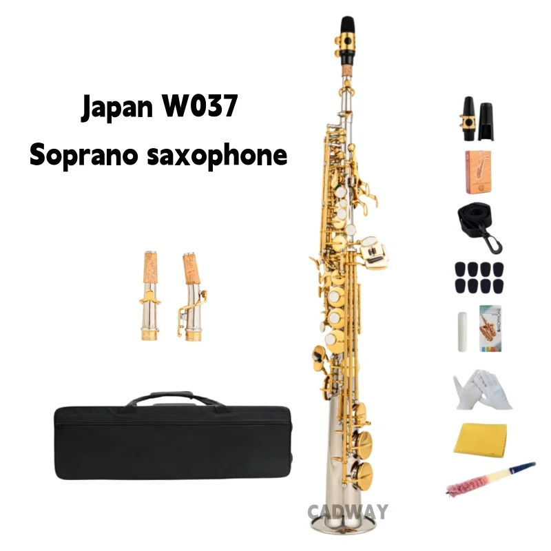 Japan W037 Soprano Saxophone Nickel silver High Quality Straight B flat Sax Musical with Hard boxs