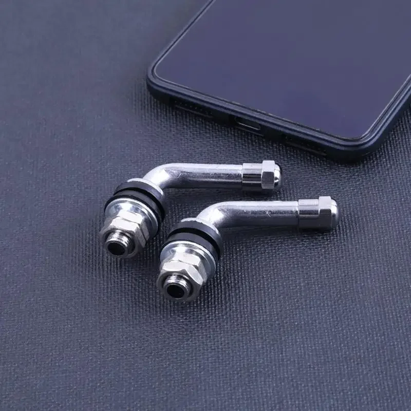 4pcs 90 Degrees Angle Bolt In Tubeless Chrome Plated Metal Tire Valve Stems L Shaped Car Tyre Valve Stem Auto Accessories