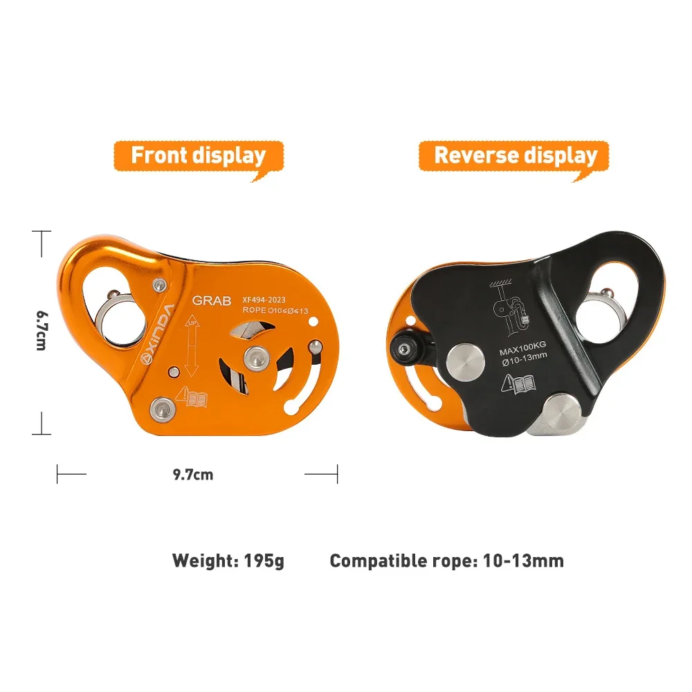 XINDA Rock Climbing Asending & Descending Safety Equipment Removable Rope Gripper Automatic Lock Anti Fall Protctive Gear