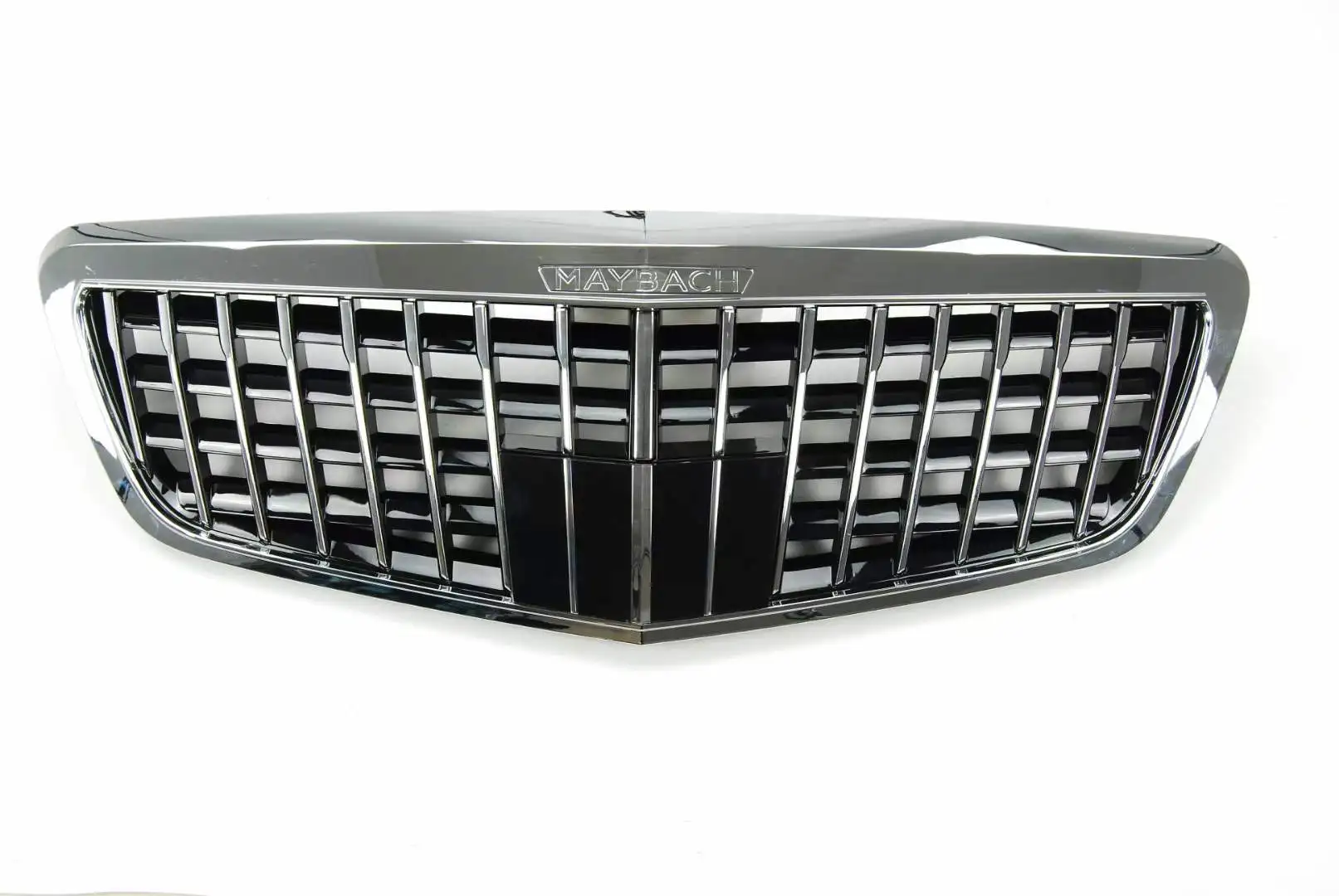 W221 S-Class MAYBACH Style Grille Glossy Black or Chrome Silver ABS Material S680 MAYBACH Vertical Bar Grille For 2008 to 2012