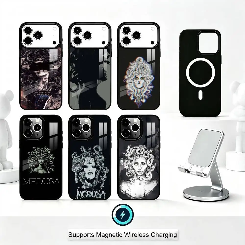 

Greek Mythology Art Medusa Phone Phone Case For iPhone17,16,15,14,13,12,11 Plus,Pro Supports Magnetic Wireless Charging