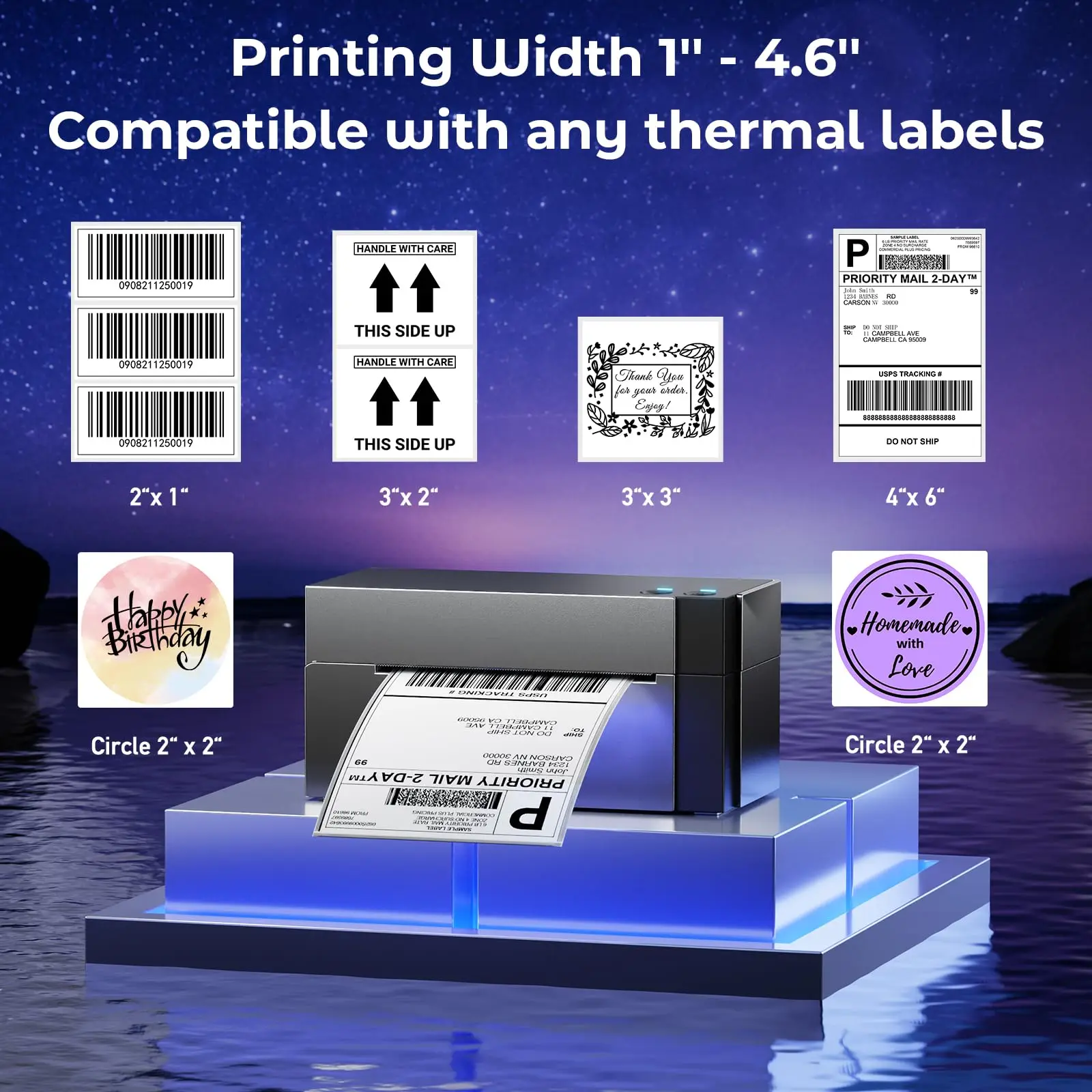 Phomemo WiFi Thermal Label Printer 4x6 300DPI for Small Business DIY Logo Adress Card Name Card Printer for Shipping Packages