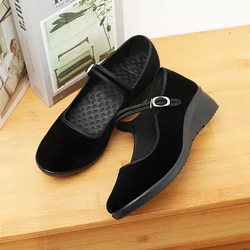 Flat Shoes for Women Black Buckle Strap Shallow Mouth Casual Ballet Dance Shoes Spring and Summer Canvas Loafers 2025 New Style