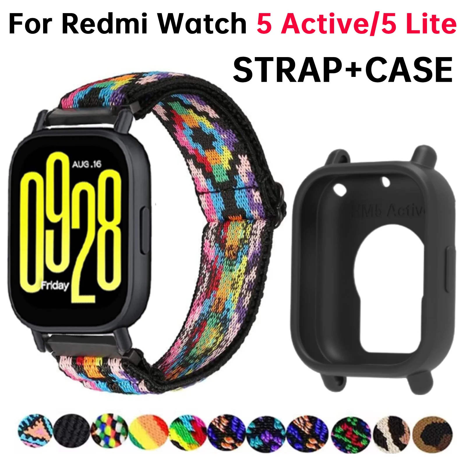 Breathable Nylon Straps with Case For Redmi watch 5 Active/5 Lite Smartwatch Elastic Bracelet correa redmi watch 5 Active Strap