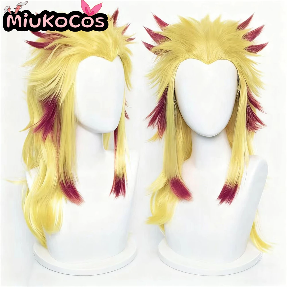 متوفر في المخزون كيوجورو رينجوكو شعر مستعار تأثيري MiukoCosplay أنيمي شيطان القاتل تأثيري