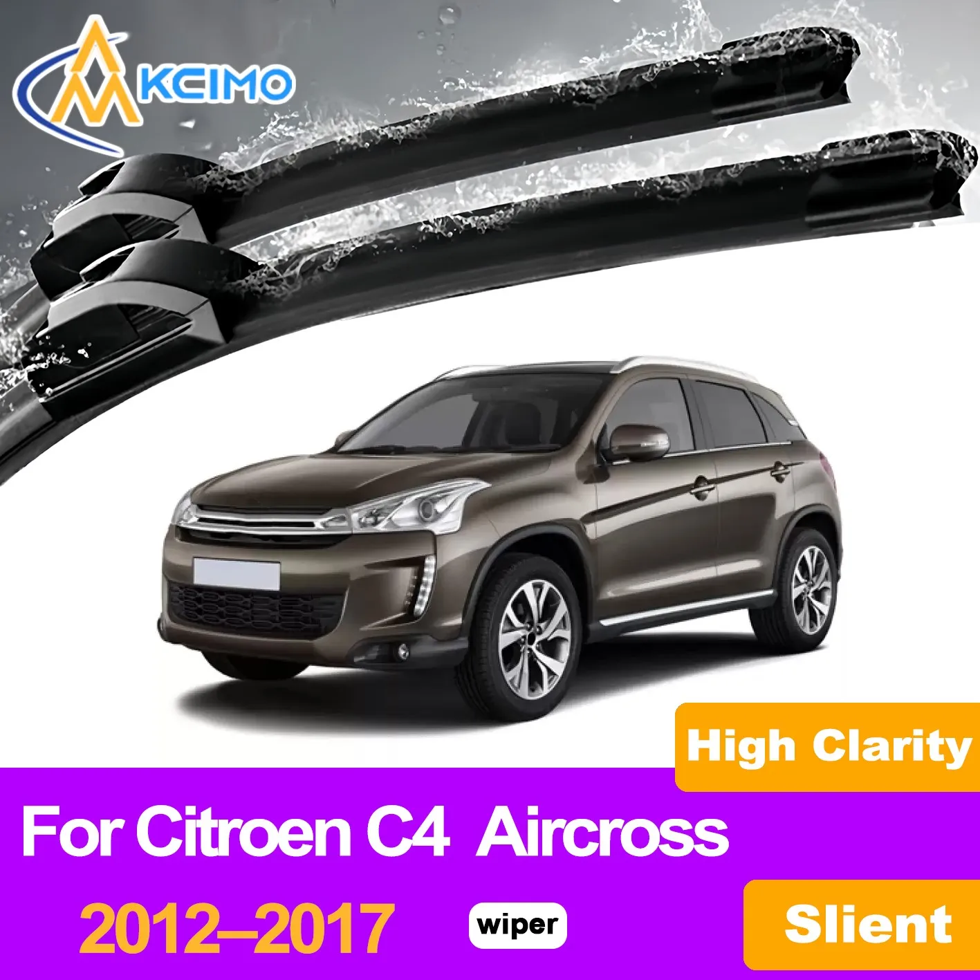 

KCIMO 2PCS Front Windshield Wiper Blades For Citroen C4 Aircross 2012–2017, Streak-Free Deep Cleaning Replacement Auto Parts