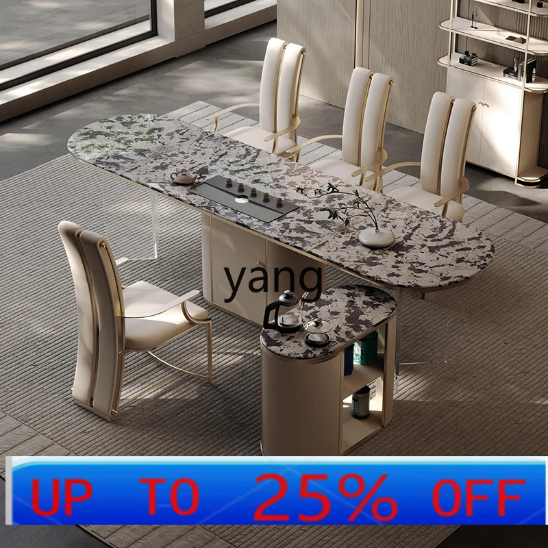 

LMM luxury stone rock slab tea table and chair combination household high-end acrylic office tea table