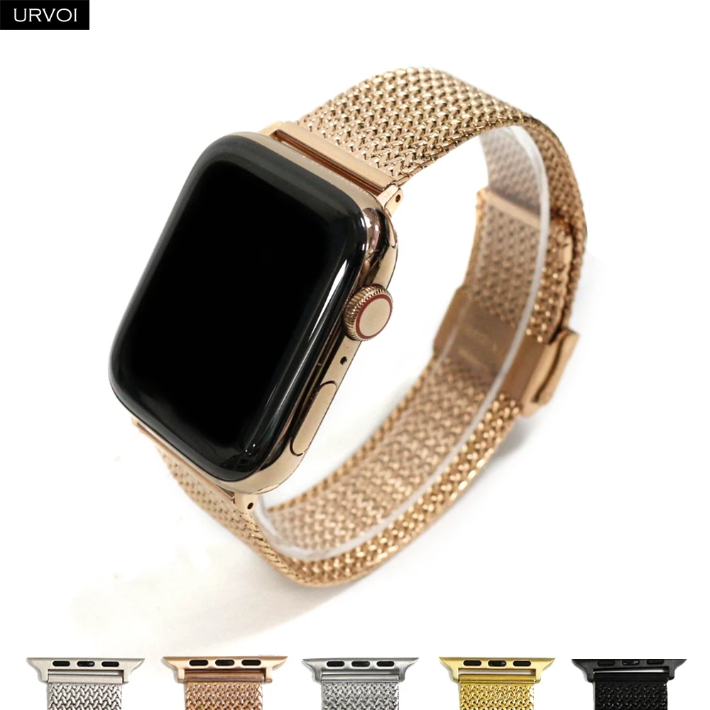 URVOI Armband für Apple Watch Ultra 3 2 Serie 11 10 9, Milanaise-Schnallenarmband für iWatch, Mesh-Kette, Edelstahlarmband, 42 mm