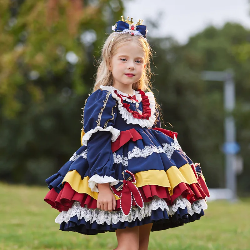 Winter Kinder Lolita Kleid Anzug Kawaii niedlichen Prinzessin Kleid Mädchen Leistung Kostüme geschwollene Kleid Anzug Tiara Bogen süße Kleidung