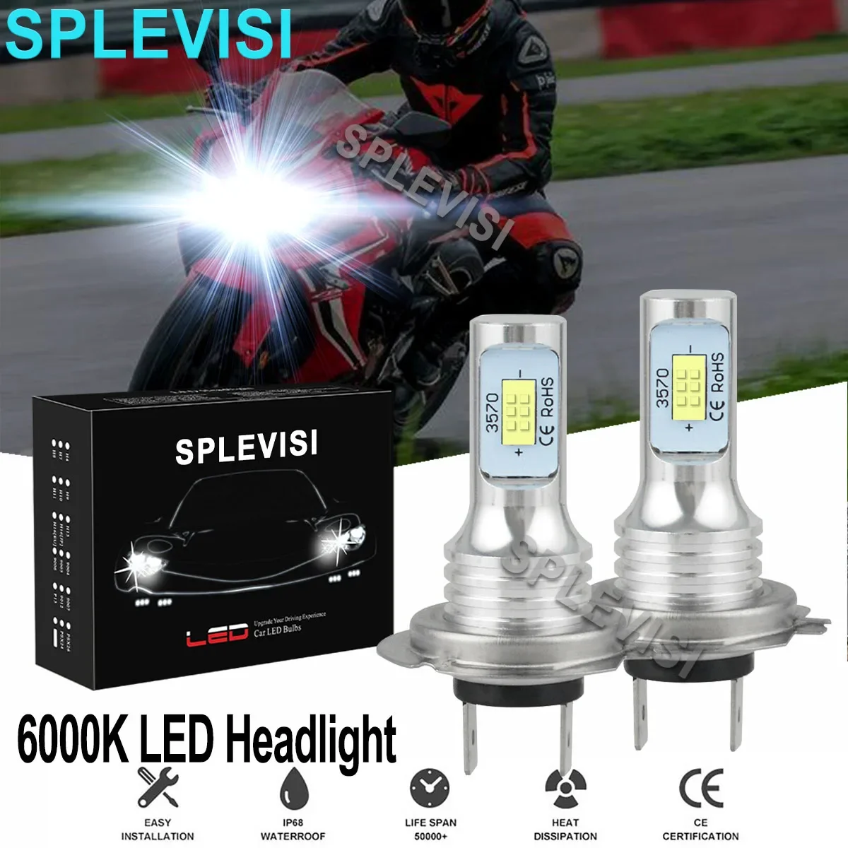 

2x H7 LED Moto Motorcycle Headlights Bulbs 6000K Kit For Honda CBR1000RR 2004-2021 CBR125R 2004-2011 CBR600RR 2003-2017