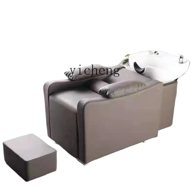 

TQH shampoo bed barber shop special light luxury semi-lying flush bed ceramic basin