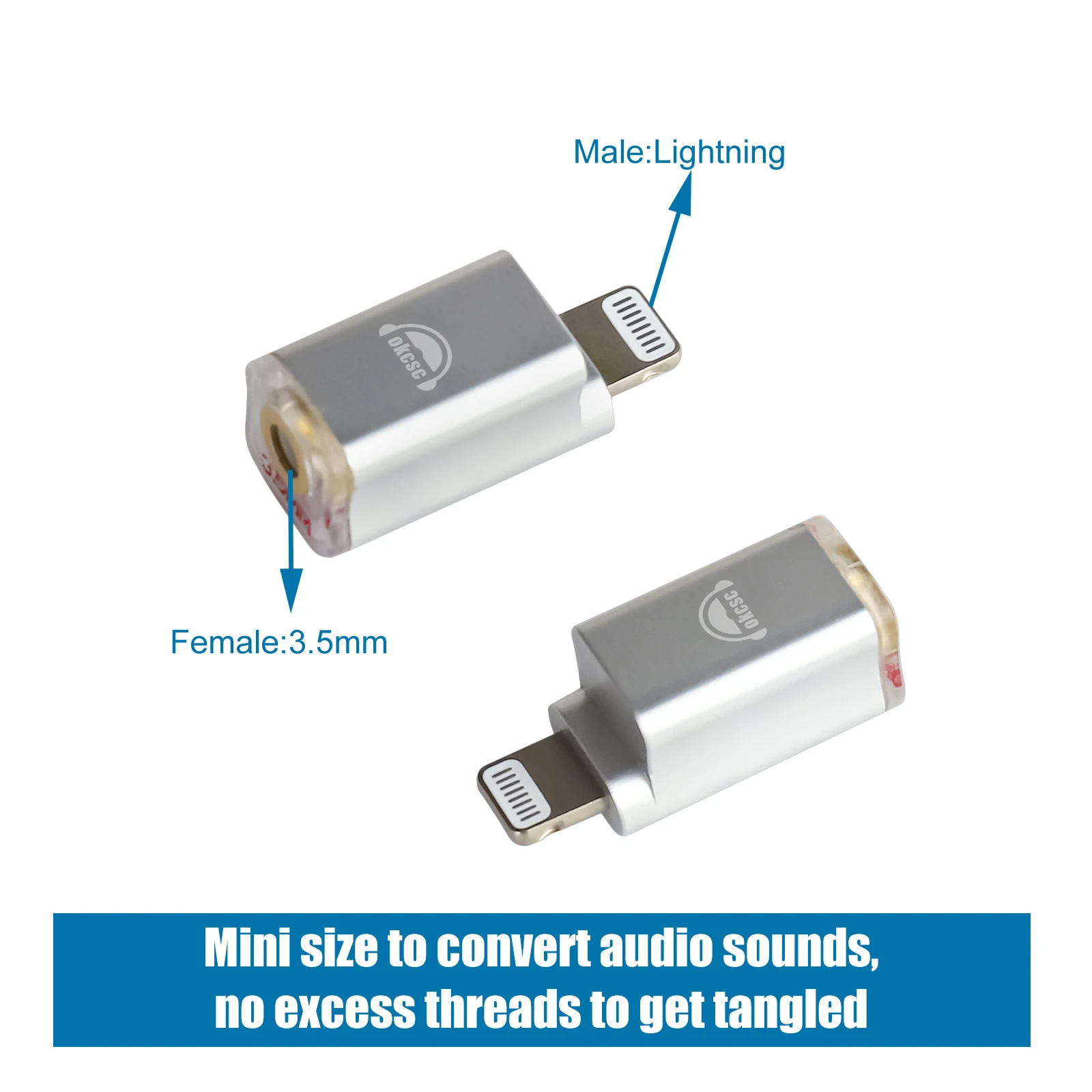 okcsc TC35 Audio 3.5mm Hi-Res DAC Adapter Connector For iPhone 13 12 11 Pro iPad iPod Above