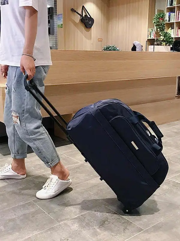 大容量トラベルバッグハンドドラッグラゲッジバッグメンズチェックインバッグプルロッドバッグシンプルスタイルabs-pc素材ピュアカラー