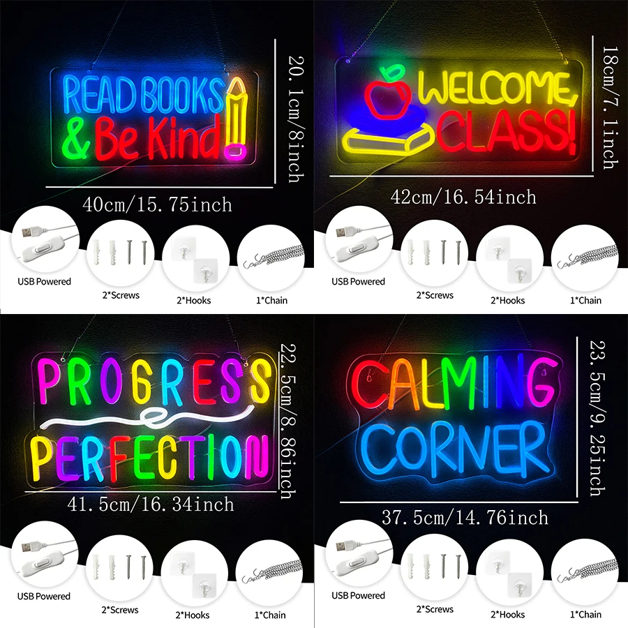Read Books & Be Kind Led Neon Sign, Book Icon Classroom Wall Decor, Bedroom Library Reading Room Dormitory Study Club Sign.