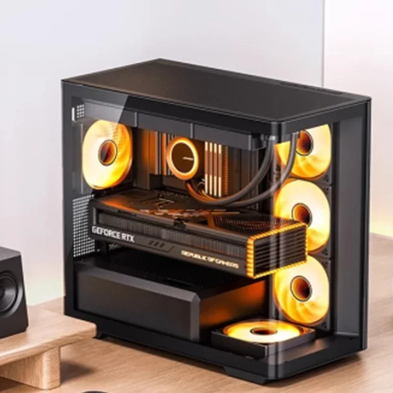 220v Electric Chassis D300 Ocean View Room MATX Curved Glass Support Back Motherboard Without Uprights