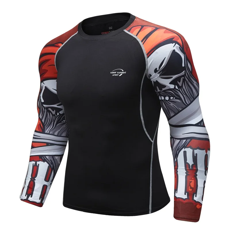 Koszulka kompresyjna Rashguard bokserskie koszulki do biegania joga Fitness MMA męskie koszulki BJJ rajstopy Muay Thai GMY marka sportowa odzież