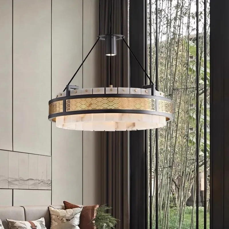 luxury Chandelier Marble Lamp for Bedroom Table living Room Dining Room Black Rounded Copper Lights Home Decor