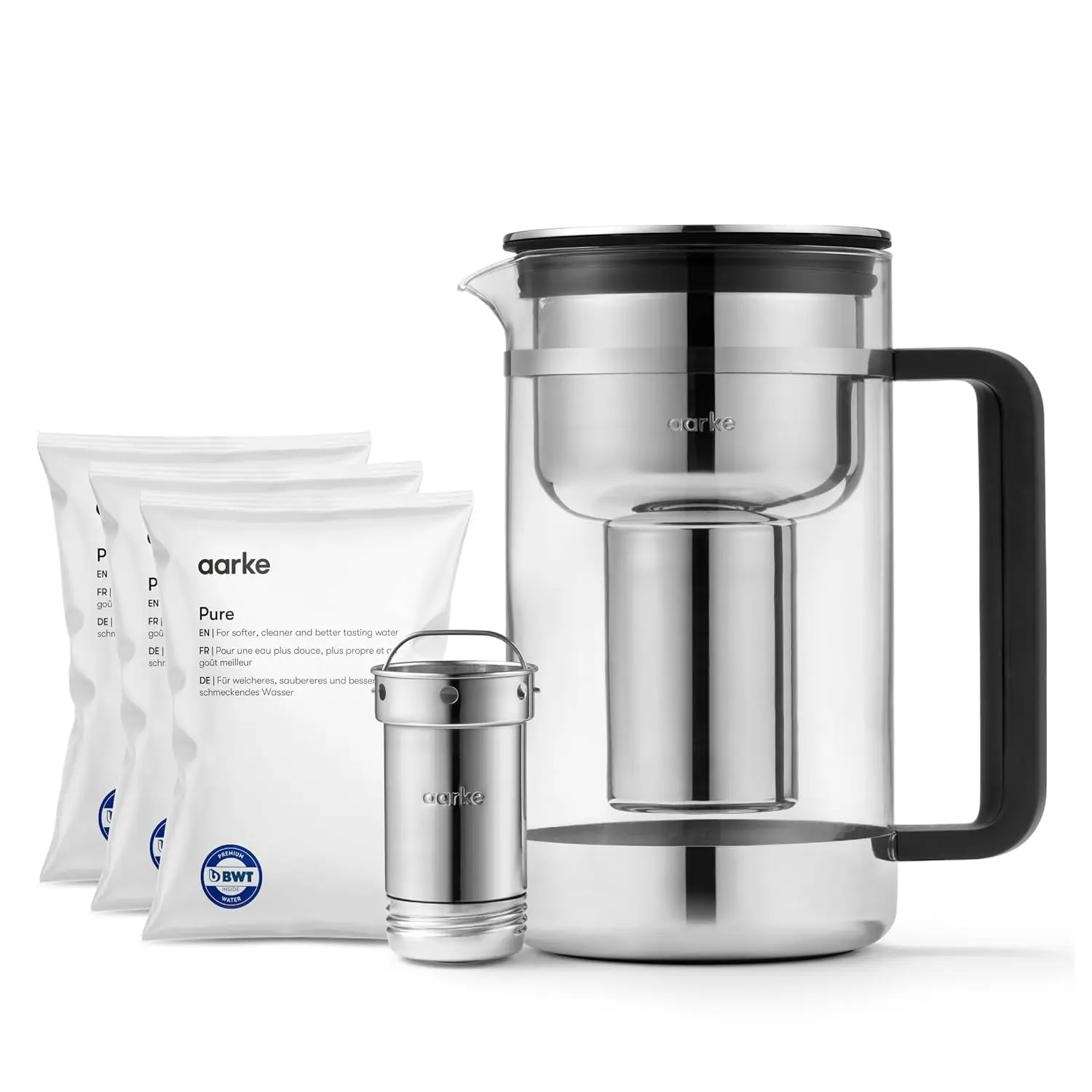 Purifier Bundle - 94oz Glass Water Filter with Pure Refills, 3-Pack