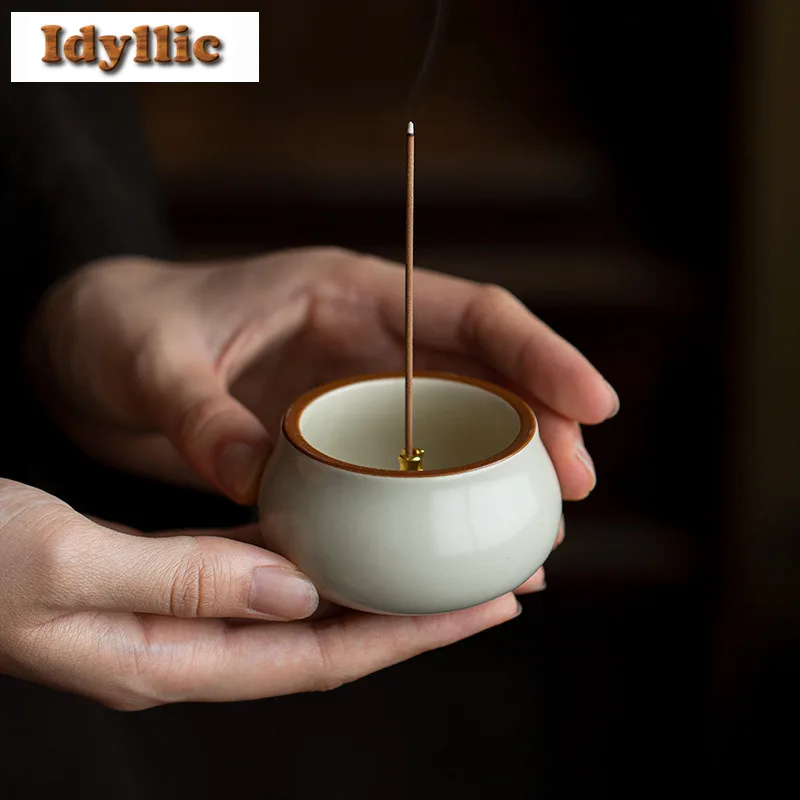 حامل البخور المخلوف بالدهون أوف وايت، موزع البخور، الشموع العطرية المعطرة، مبخرة أدوات الشاي