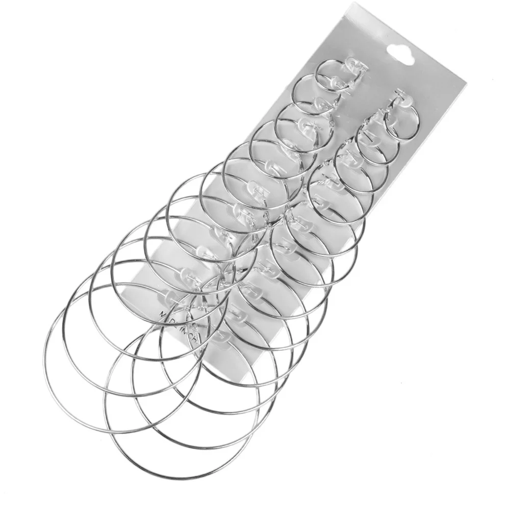 

12Pairs Punk Big Hoop Earrings Set Multiple Sizes Lightweight Nickel Free Jewelry for Holiday Ball Graduation Birthday