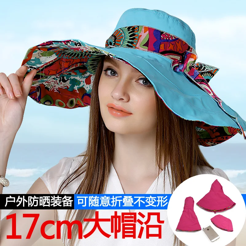 Women\'s Hat New Spring and Summer Women Travel Sunblock Casual Collapsible Beach Hat Big Brimmed Sun Hat Panama Women\'s Hat