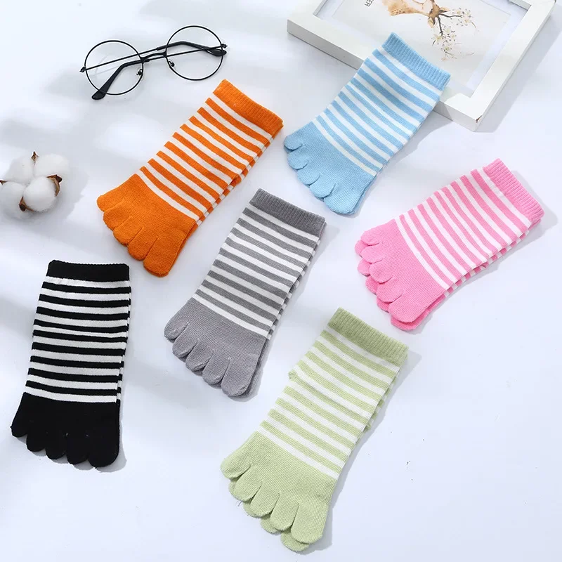 Stripped Baby Socks for 4-12T Young Girls Boys Casual Sports Sock Breathable Five-toe Sock Kids Children Socks