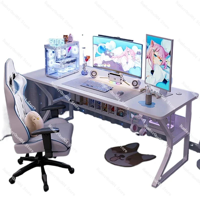 

White gaming desk, computer desk, household office bedroom study table, laptop table