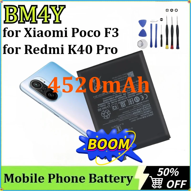 ل Redmi K40 Pro بطارية الهاتف المحمول الجديدة عالية الجودة لشاومي Poco F3 ترقية حديثا قابلة للشحن 4520mAh BM4Y + أدوات #1