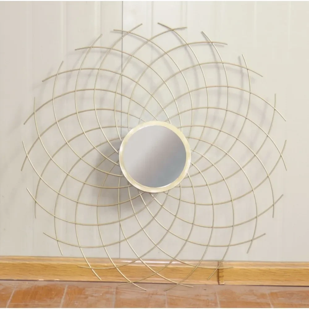 High quality OEM metal Gold Finished circular wall decor mirror for home